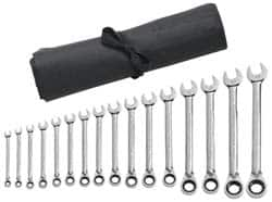 GearWrench - 7 Piece, 3/8" to 3/4", 6 Point Combination Wrench Set - Inch Measurement Standard, Chrome Finish, Comes in Vinyl Roll - Caliber Tooling