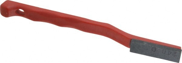 Value Collection - 240 Grit Red Single-Ended Boron Carbide Hand Hone - Very Fine Grade, 5-1/2" OAL, with Cutting Dimensions of 1-9/16" Length x 1/2" Wide x 3/16" High - Caliber Tooling