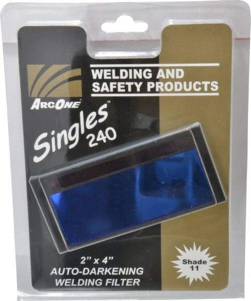 ArcOne - 4-1/4" Wide x 2" High, Lens Shade 11, Auto-Darkening Lens - 0.2" Thick, Green, Horizontal Mount - Caliber Tooling