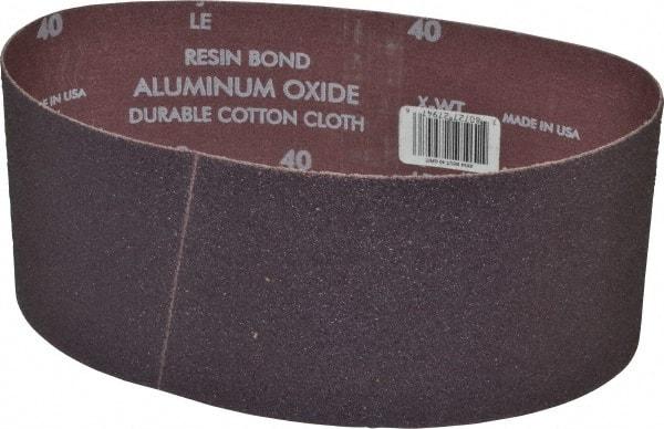 Norton - 4" Wide x 24" OAL, 40 Grit, Aluminum Oxide Abrasive Belt - Aluminum Oxide, Coarse, Coated, X Weighted Cloth Backing, Series R228 - Caliber Tooling