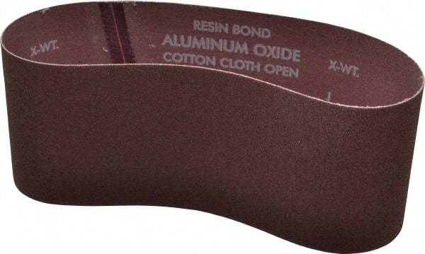 Norton - 4" Wide x 24" OAL, 80 Grit, Aluminum Oxide Abrasive Belt - Aluminum Oxide, Medium, Coated, X Weighted Cloth Backing, Series R228 - Caliber Tooling