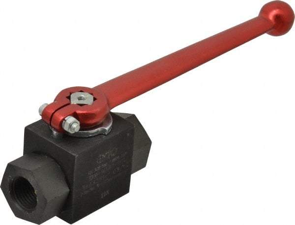 HYDAC - 1/2" Pipe, Carbon Steel Standard Ball Valve - 1 Piece, FNPT x FNPT Ends, Lever Handle, 5,800 WOG - Caliber Tooling