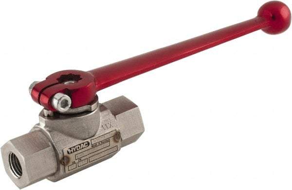 HYDAC - 1/4" Pipe, Stainless Steel Standard Ball Valve - 1 Piece, FNPT x FNPT Ends, Lever Handle, 7,250 WOG - Caliber Tooling