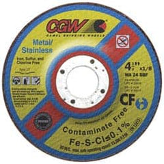 Camel Grinding Wheels - 24 Grit, 9" Wheel Diam, 1/8" Wheel Thickness, Type 27 Depressed Center Wheel - Aluminum Oxide, Resinoid Bond, S Hardness, 6,650 Max RPM, Compatible with Angle Grinder - Caliber Tooling