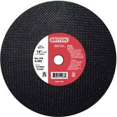 Made in USA - 14" 36 Grit Aluminum Oxide Cutoff Wheel - 1/8" Thick, 1" Arbor, 4,365 Max RPM, Use with Stationary Tools - Caliber Tooling