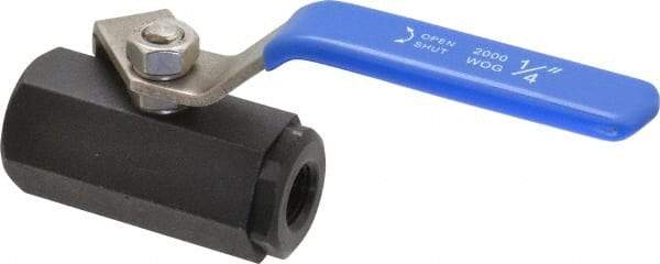 Midwest Control - 1/4" Pipe, Carbon Steel Standard Ball Valve - 1 Piece, Inline - One Way Flow, FNPT x FNPT Ends, Lever Handle, 1,000 WOG - Caliber Tooling