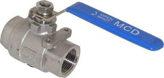 Midwest Control - 1" Pipe, Stainless Steel Standard Ball Valve - 2 Piece, Inline - One Way Flow, FNPT x FNPT Ends, Lever Handle, 1,000 WOG, 150 WSP - Caliber Tooling