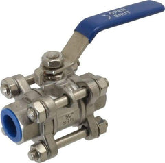 Midwest Control - 1/2" Pipe, Full Port, Stainless Steel Standard Ball Valve - 3 Piece, Inline - One Way Flow, FNPT x FNPT Ends, Lever Handle - Caliber Tooling