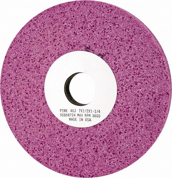 Grier Abrasives - 7" Diam x 1-1/4" Hole x 1/2" Thick, J Hardness, 46 Grit Surface Grinding Wheel - Caliber Tooling