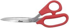 Clauss - 3-1/4" LOC, 8" OAL Stainless Steel Standard Shears - Ambidextrous, Plastic Offset Handle, For General Purpose Use - Caliber Tooling