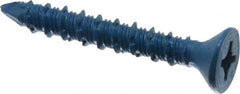 Made in USA - 1/4" Diam, 1-3/4" OAL, Phillips Drive, Concrete Screw & Masonry Fastener - Steel, Blue Climaseal Finish, Includes Drill Bit - Caliber Tooling