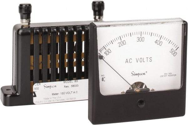 Simpson Electric - Analog, AC Voltmeter, Panel Meter - 60 Hz, 83333 Ohms at 60 Hz, 500 VAC - Caliber Tooling