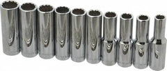 Blackhawk by Proto - 10 Piece 1/2" Drive Deep Well Socket Set - 12 Points, 10mm to 19mm Range, Metric Measurement Standard - Caliber Tooling