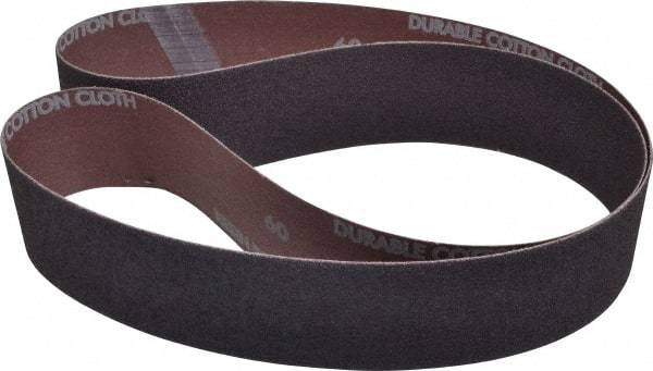 Norton - 2" Wide x 48" OAL, 60 Grit, Aluminum Oxide Abrasive Belt - Aluminum Oxide, Medium, Coated, X Weighted Cloth Backing, Series R228 - Caliber Tooling