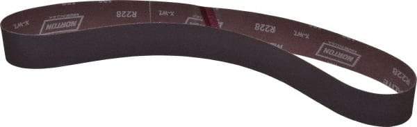 Norton - 2" Wide x 48" OAL, 120 Grit, Aluminum Oxide Abrasive Belt - Aluminum Oxide, Fine, Coated, X Weighted Cloth Backing, Series R228 - Caliber Tooling