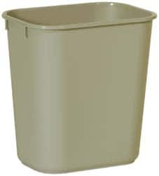 Rubbermaid - 14 Qt Beige Rectangle Trash Can - Polyethylene, 12-1/8" High x 11-3/8" Long x 8-1/4" Wide - Caliber Tooling