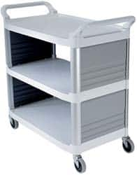 Rubbermaid - 300 Lb Capacity, 20" Wide x 40-5/8" Long x 39-13/16" High Standard Utility Cart - 3 Shelf, Plastic - Caliber Tooling