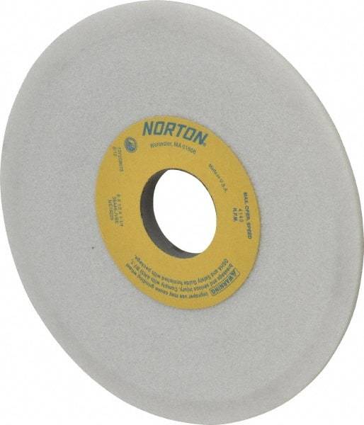 Norton - 6" Diam, 1-1/4" Hole Size, 1/2" Overall Thickness, 46 Grit, Type 12 Tool & Cutter Grinding Wheel - Coarse Grade, Diamond, J Hardness, Vitrified Bond, 4,140 RPM - Caliber Tooling