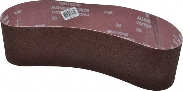 Norton - 4" Wide x 36" OAL, 50 Grit, Aluminum Oxide Abrasive Belt - Aluminum Oxide, Coarse, Coated, X Weighted Cloth Backing, Series R228 - Caliber Tooling