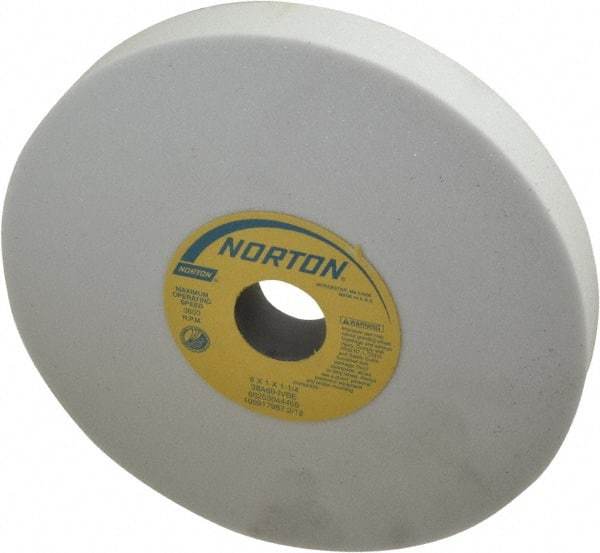 Norton - 8" Diam x 1-1/4" Hole x 1" Thick, I Hardness, 60 Grit Surface Grinding Wheel - Aluminum Oxide, Type 1, Medium Grade, 3,600 Max RPM, Vitrified Bond, No Recess - Caliber Tooling