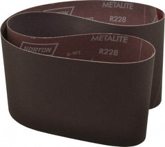 Norton - 6" Wide x 48" OAL, 320 Grit, Aluminum Oxide Abrasive Belt - Aluminum Oxide, Extra Fine, Coated, X Weighted Cloth Backing, Series R228 - Caliber Tooling