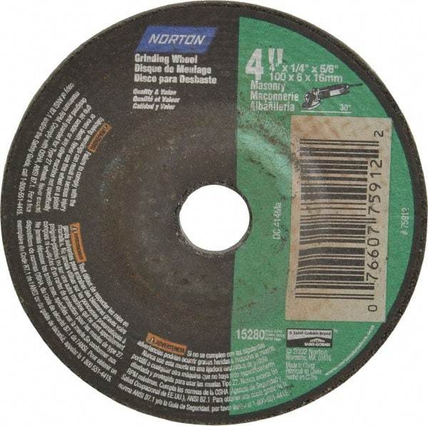 Norton - 10" Diam x 3" Hole x 3/4" Thick, I Hardness, 60 Grit Surface Grinding Wheel - Aluminum Oxide, Type 1, Medium Grade, 2,485 Max RPM, Vitrified Bond, No Recess - Caliber Tooling