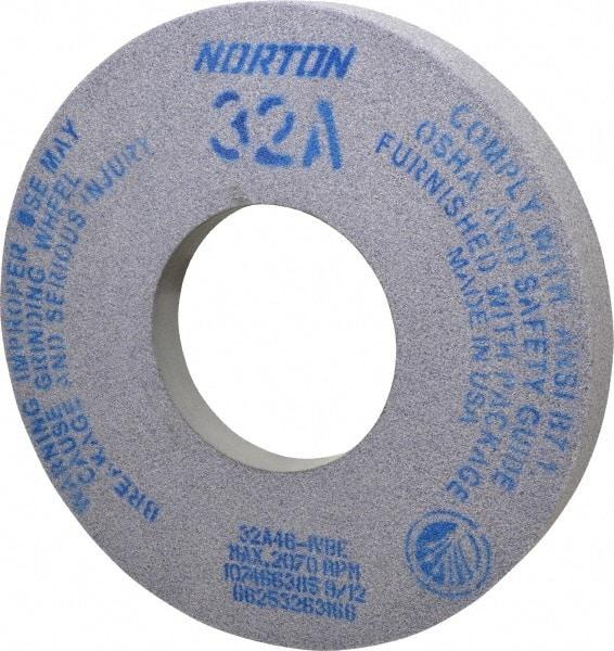 Norton - 12" Diam x 5" Hole x 1-1/2" Thick, I Hardness, 46 Grit Surface Grinding Wheel - Aluminum Oxide, Type 5, Coarse Grade, 2,070 Max RPM, Vitrified Bond, One-Side Recess - Caliber Tooling