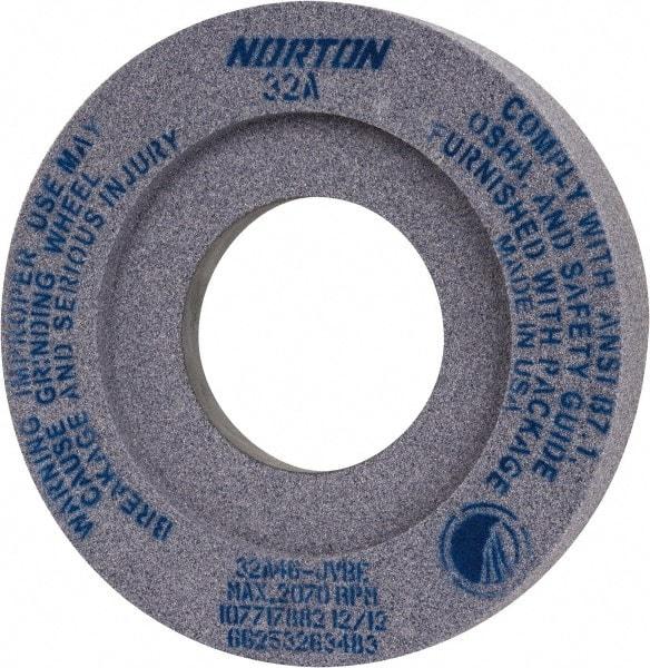 Norton - 12" Diam x 5" Hole x 2" Thick, J Hardness, 46 Grit Surface Grinding Wheel - Aluminum Oxide, Type 7, Coarse Grade, 2,070 Max RPM, Vitrified Bond, Two-Side Recess - Caliber Tooling