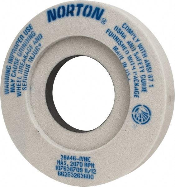 Norton - 12" Diam x 5" Hole x 2" Thick, I Hardness, 46 Grit Surface Grinding Wheel - Aluminum Oxide, Type 7, Coarse Grade, 2,070 Max RPM, Vitrified Bond, Two-Side Recess - Caliber Tooling