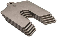 Made in USA - 5 Piece, 3 Inch Long x 3 Inch Wide x 0.1 Inch Thick, Slotted Shim Stock - Stainless Steel, 3/4 Inch Wide Slot - Caliber Tooling