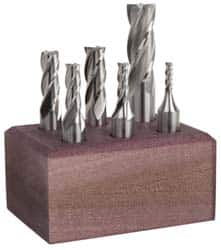 Cleveland - 1/8 to 1/2", 4 Flute End Mill Set - Uncoated, Cobalt, Centercutting - Caliber Tooling