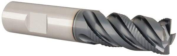 Iscar - 3/4" Diam, 1-1/2" LOC, 4 Flute Solid Carbide Roughing & Finishing Corner Chamfer End Mill - TiAlN Finish, 4" OAL, 3/4" Shank Diam, Weldon Shank, 45° Helix, Centercutting - Caliber Tooling