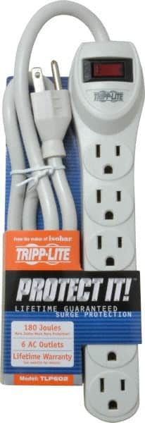 Tripp-Lite - 6 Outlets, 120 Volts, 15 Amps, 2' Cord, Power Outlet Strip - Free Hanging, Keyhole Mount, 5-15P NEMA Configuration, 23.98" Strip, UL1449 3rd Edition - Caliber Tooling