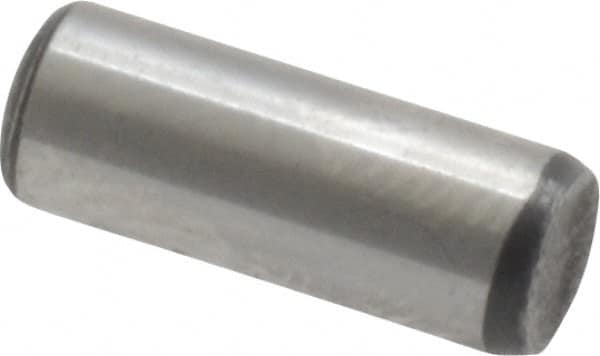 Value Collection - 3/16" Diam x 1/2" Pin Length Grade 8 Alloy Steel Standard Dowel Pin - C 50-58 Hardness, 7,200 Lb Breaking Strength, 1 Beveled & 1 Rounded End - Caliber Tooling