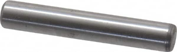 Value Collection - 1/4" Diam x 1-1/2" Pin Length Grade 8 Alloy Steel Standard Dowel Pin - C 50-58 Hardness, 12,800 Lb Breaking Strength, 1 Beveled & 1 Rounded End - Caliber Tooling