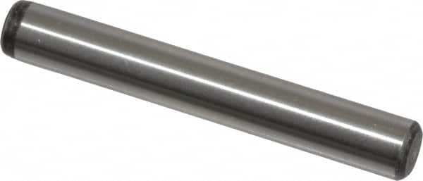 Value Collection - 1/4" Diam x 1-3/4" Pin Length Grade 8 Alloy Steel Standard Dowel Pin - C 50-58 Hardness, 12,800 Lb Breaking Strength, 1 Beveled & 1 Rounded End - Caliber Tooling