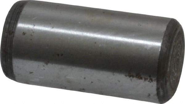 Value Collection - 3/8" Diam x 3/4" Pin Length Grade 8 Alloy Steel Standard Dowel Pin - C 50-58 Hardness, 28,700 Lb Breaking Strength, 1 Beveled & 1 Rounded End - Caliber Tooling