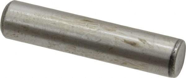 Value Collection - 3/8" Diam x 1-3/4" Pin Length Grade 8 Alloy Steel Standard Dowel Pin - C 50-58 Hardness, 28,700 Lb Breaking Strength, 1 Beveled & 1 Rounded End - Caliber Tooling