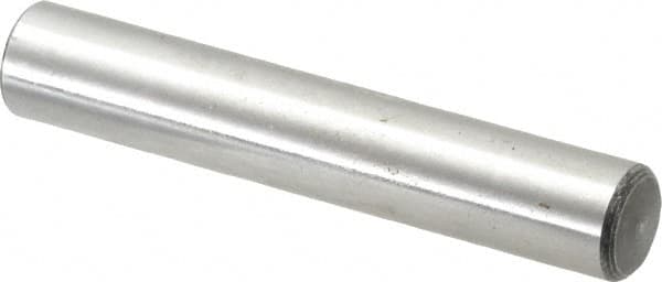 Value Collection - 7/16" Diam x 2-1/2" Pin Length Grade 8 Alloy Steel Standard Dowel Pin - C 50-58 Hardness, 39,100 Lb Breaking Strength, 1 Beveled & 1 Rounded End - Caliber Tooling