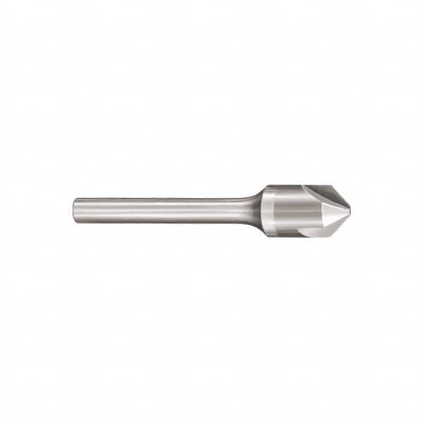 SGS - 3/4" Head Diam, 1/2" Shank Diam, 3 Flute 60° Solid Carbide Countersink - Caliber Tooling