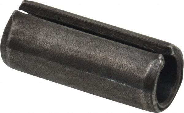 Made in USA - 1/2" Diam x 1-1/4" Long Slotted Spring Pin - Grade 1070-1090 Alloy Steel, Black Oxide Finish - Caliber Tooling