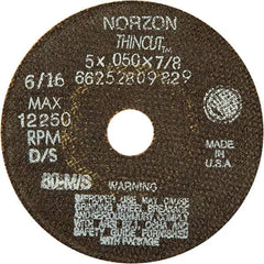 Norton - 5" Ceramic Cutoff Wheel - 1/16" Thick, 7/8" Arbor - Caliber Tooling