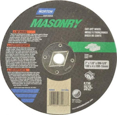 Norton - 7" 24 Grit Silicon Carbide Cutoff Wheel - 1/8" Thick, 5/8" Arbor, 8,730 Max RPM, Use with Circular Saws - Caliber Tooling