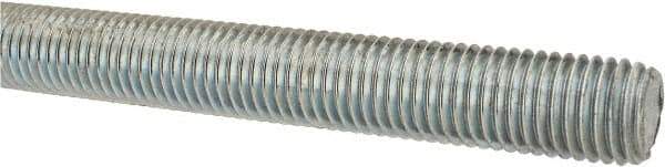 Made in USA - 3/4-10 UNC (Coarse), 3' Long, Low Carbon Steel Threaded Rod - Zinc-Plated Finish, Right Hand Thread - Caliber Tooling