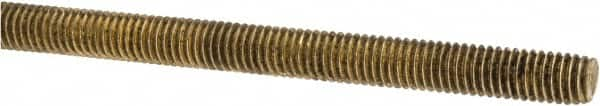 Made in USA - #10-32 UNF (Fine), 3' Long, Brass Threaded Rod - Right Hand Thread - Caliber Tooling