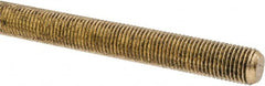 Made in USA - 3/8-24 UNF (Fine), 3' Long, Brass Threaded Rod - Right Hand Thread - Caliber Tooling