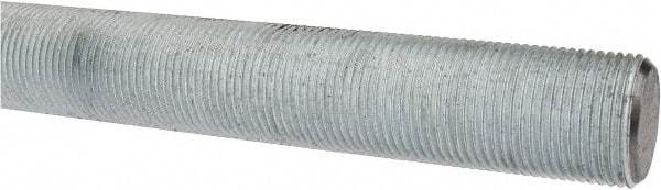 Made in USA - 1-14 UNF (Fine), 3' Long, Low Carbon Steel Threaded Rod - Zinc-Plated Finish, Right Hand Thread - Caliber Tooling