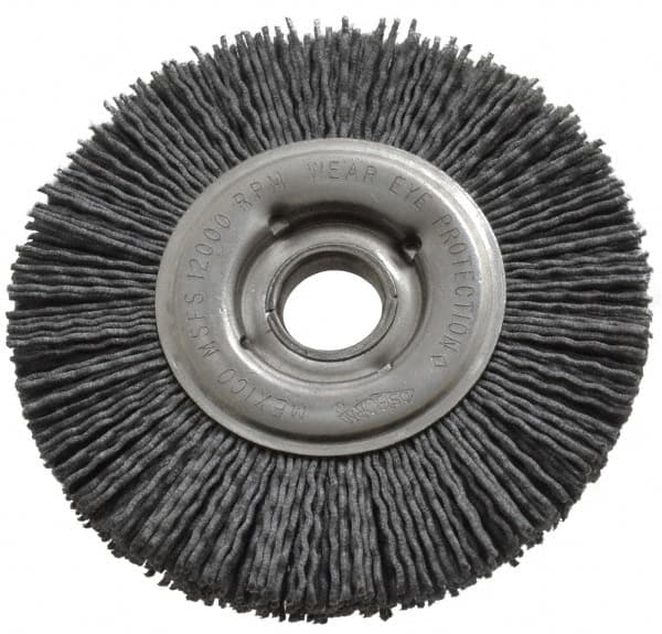 Osborn - 4" OD, 5/8" Arbor Hole, Crimped Nylon Wheel Brush - 5/8" Face Width, 3/4" Trim Length, 12,000 RPM - Caliber Tooling