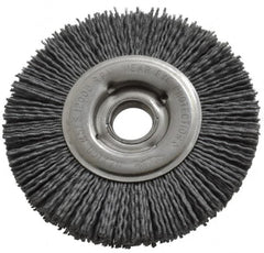 Osborn - 4" OD, 5/8" Arbor Hole, Crimped Nylon Wheel Brush - 5/8" Face Width, 3/4" Trim Length, 12,000 RPM - Caliber Tooling