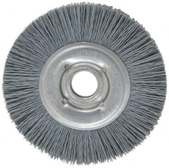 Osborn - 4" OD, 5/8" Arbor Hole, Crimped Nylon Wheel Brush - 5/8" Face Width, 3/4" Trim Length, 12,000 RPM - Caliber Tooling